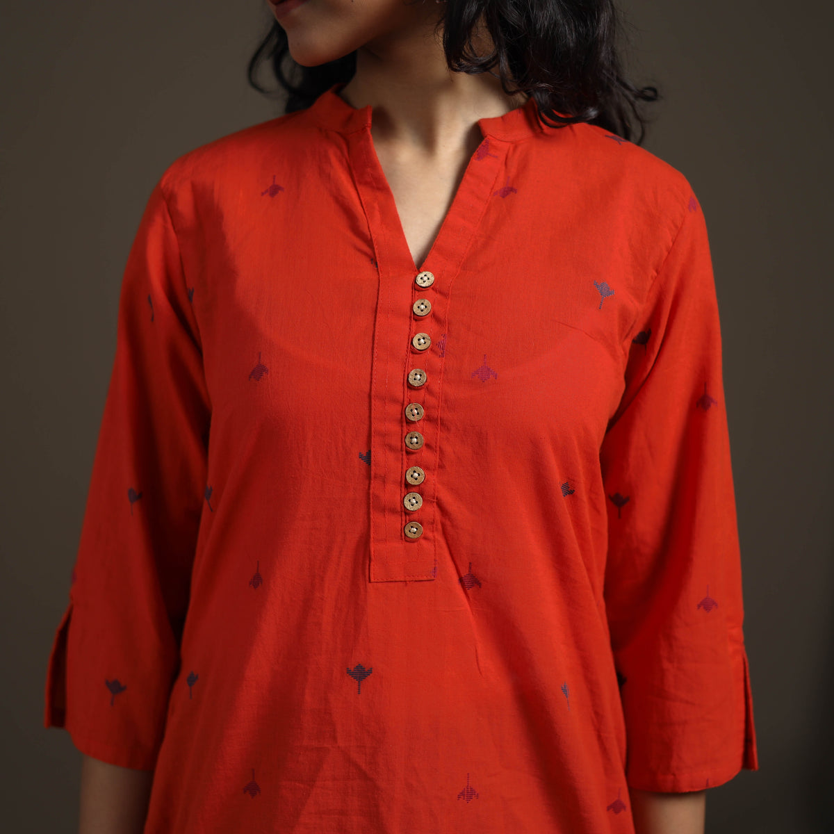 Jacquard Cotton Short Kurta for Women 30