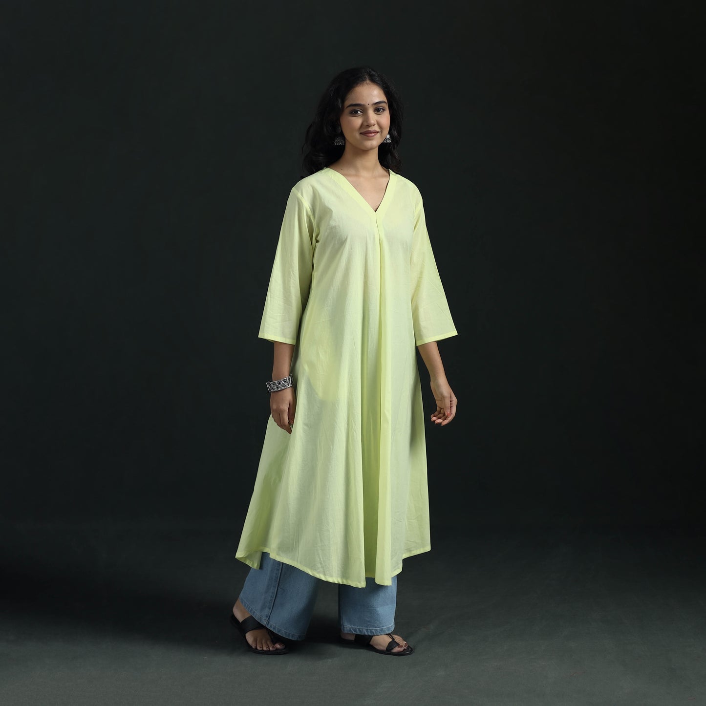 Plain Cotton A-Line Kurta for Women 04