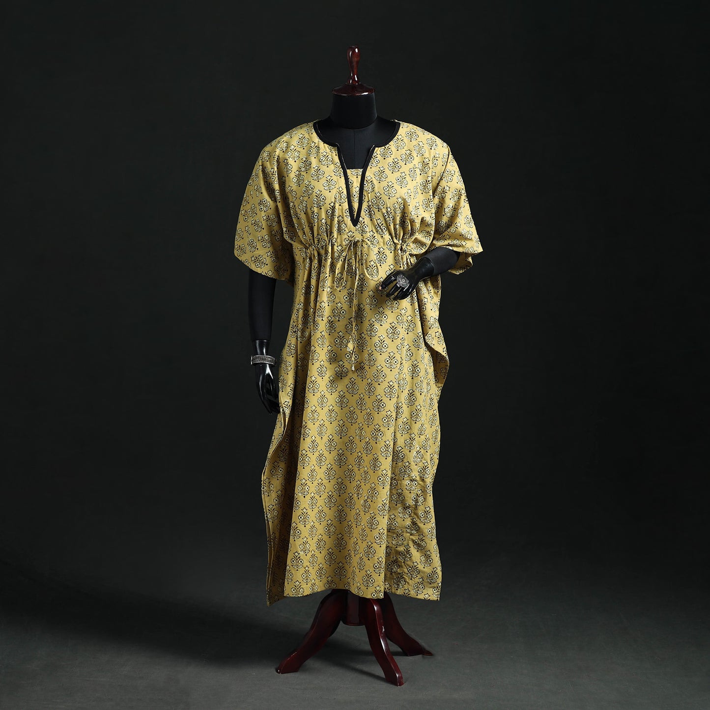 Akola Hand Block Print Natural Dyed Cotton Kaftan (Long) 65