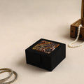 Black Kalamkari Handpainted Ghicha Silk Bangle Box (Small)