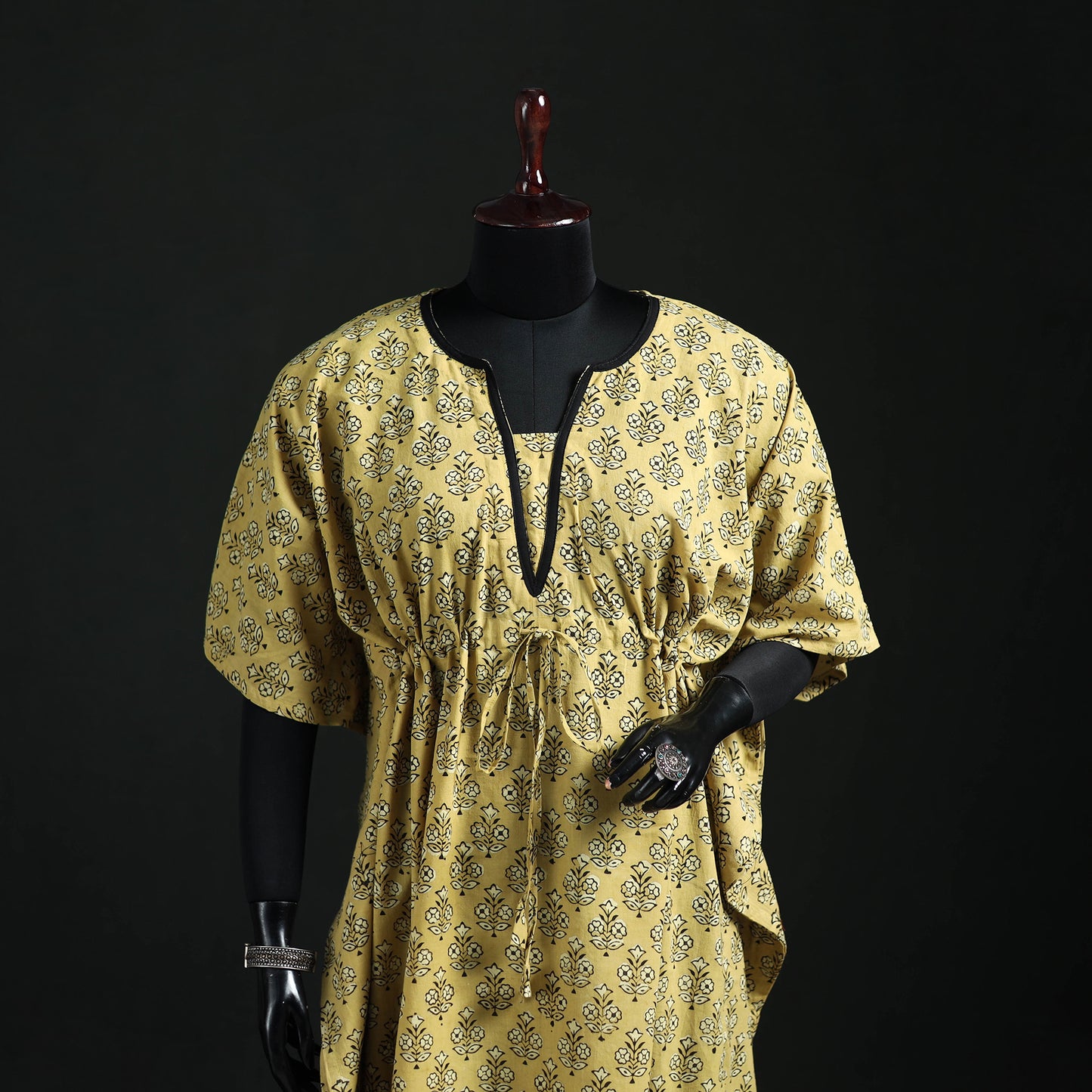 Akola Hand Block Print Natural Dyed Cotton Kaftan (Long) 65