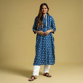 Buy Indigo Dabu Block Printed Cotton Long Kurta Online l iTokri.com