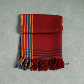 Red - Kumaun Handwoven Pure Merino Wool Stole 124