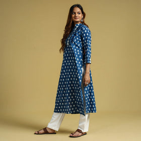 Buy Indigo Dabu Block Printed Cotton Long Kurta Online l iTokri.com