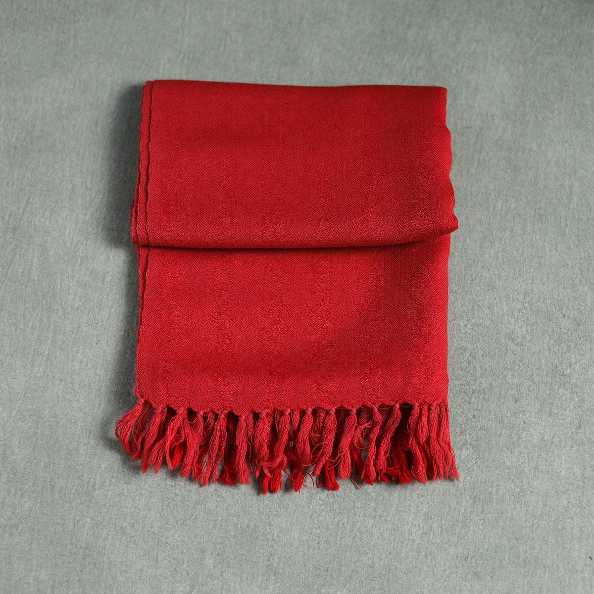Red - Kumaun Handwoven Pure Merino Wool Stole 123