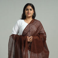 Brown - Handloom Missing Checks Cotton Mangalagiri Dupatta 02