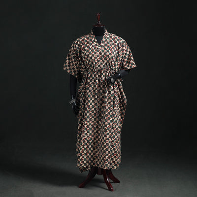 Akola Hand Block Print Natural Dyed Cotton Kaftan (Long) 66