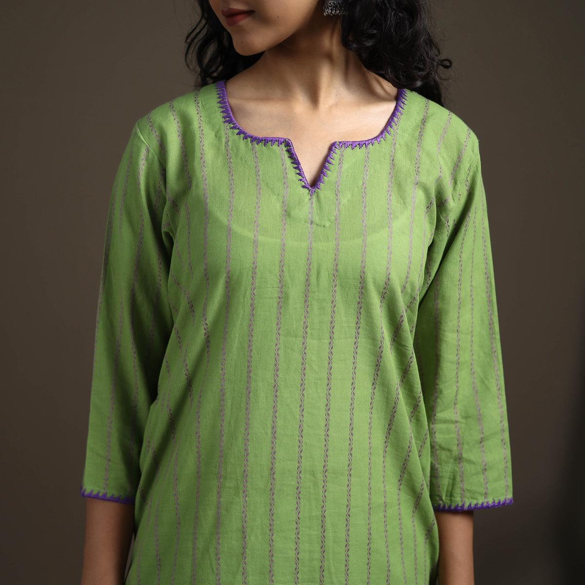 Hand Embroidered Jacquard Cotton Straight Long Kurta for Women 15
