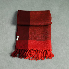 Red - Kumaun Handwoven Pure Merino Wool Stole 122