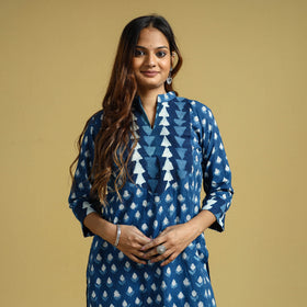 Buy Indigo Dabu Block Printed Cotton Long Kurta Online l iTokri.com