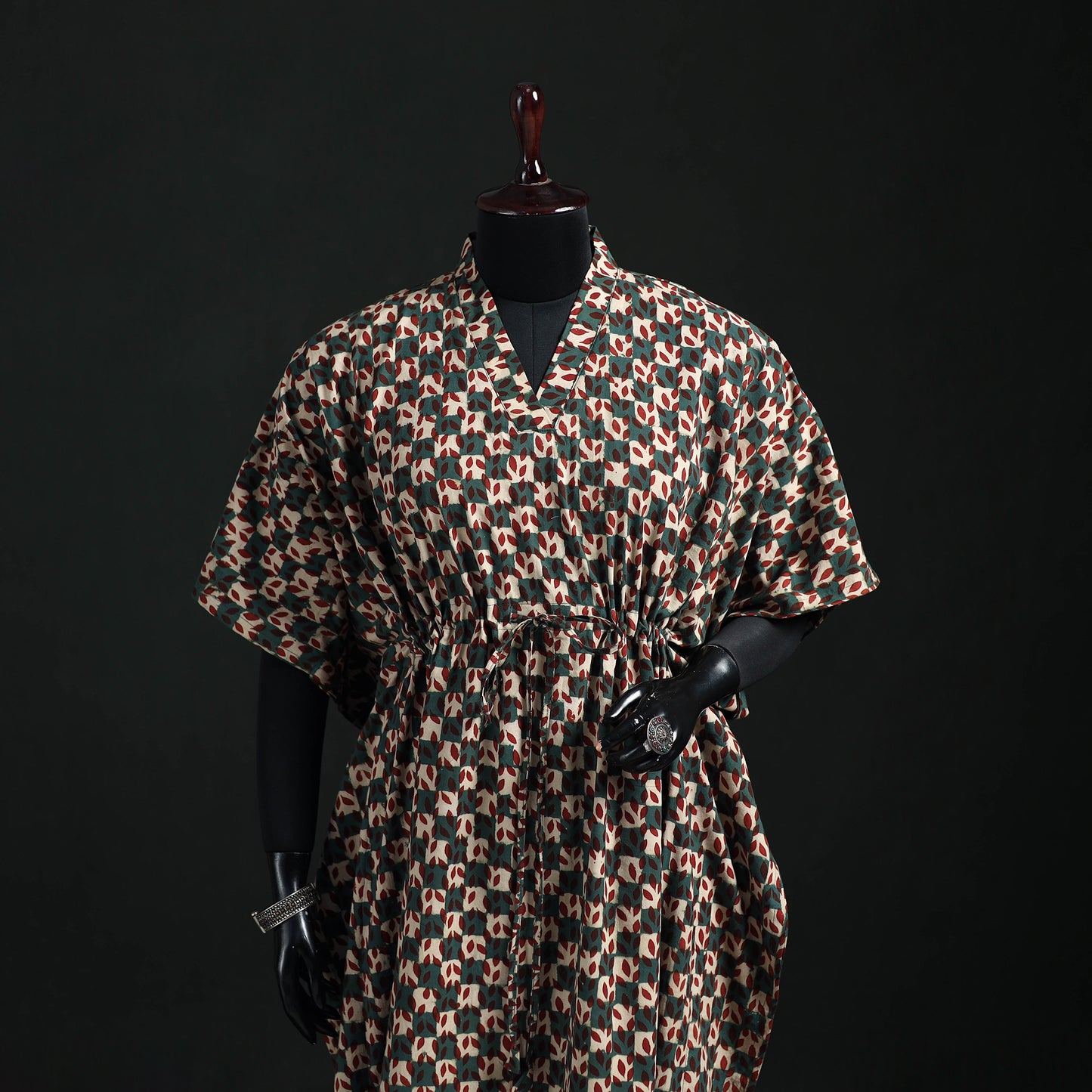Akola Hand Block Print Natural Dyed Cotton Kaftan (Long) 66