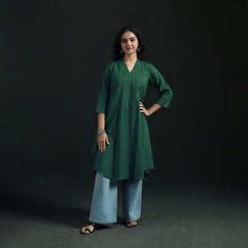 Plain Cotton A-Line Kurta for Women 08