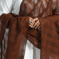 Brown - Handloom Missing Checks Cotton Mangalagiri Dupatta 03