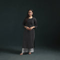Plain Running Stitch Pintuck Cotton Straight Long Kurta for women 04