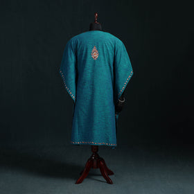 Blue - Kashmiri Kashida Hand Embroidered Cotton Kaftan (Medium) 26