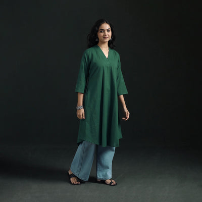 Plain Cotton A-Line Kurta for Women 08