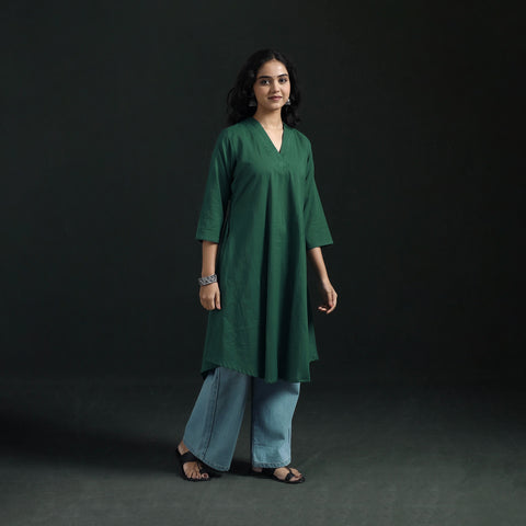 Plain Cotton A-Line Kurta for Women 08