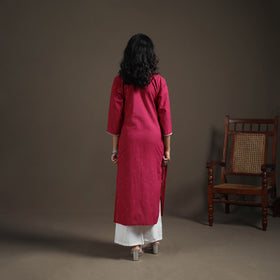 Hand Embroidered Jacquard Cotton Straight Long Kurta for Women 13
