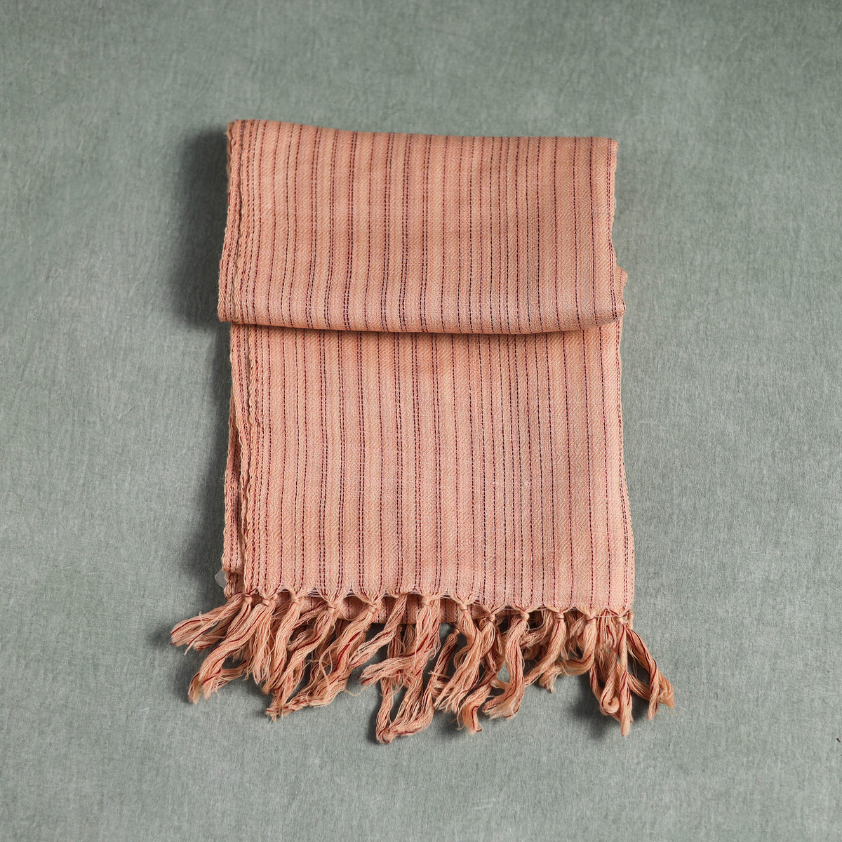 Peach - Kumaun Handwoven Pure Merino Wool Stole 118