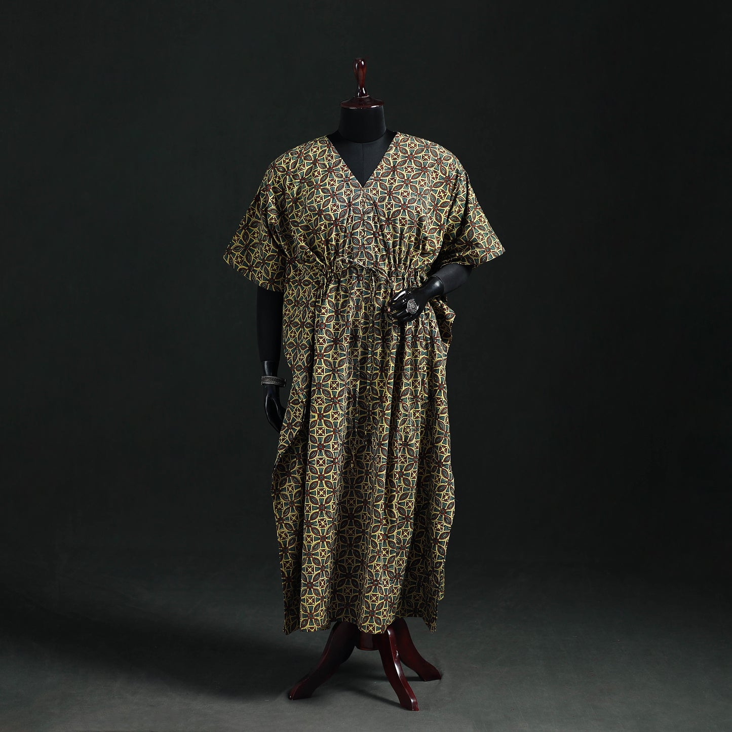 Akola Hand Block Print Natural Dyed Cotton Kaftan (Long) 67