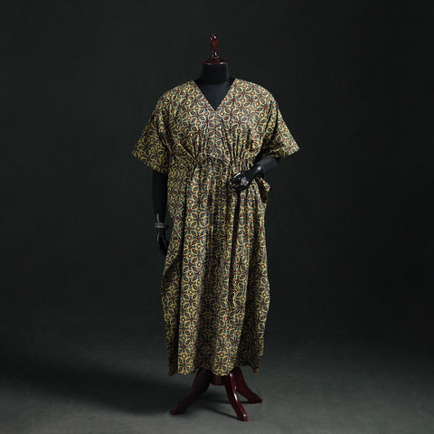 Akola Hand Block Print Natural Dyed Cotton Kaftan (Long) 67
