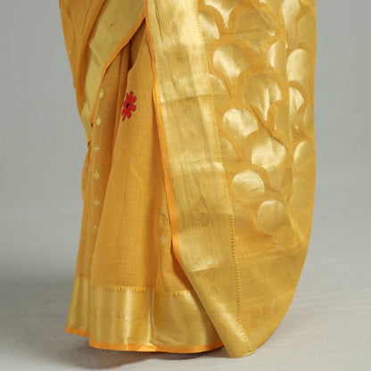 Yellow - Bengal Pure Cotton Zari Tant Handloom Saree 70