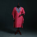 Pink - Kashmiri Kashida Hand Embroidered Cotton Kaftan (Medium) 27