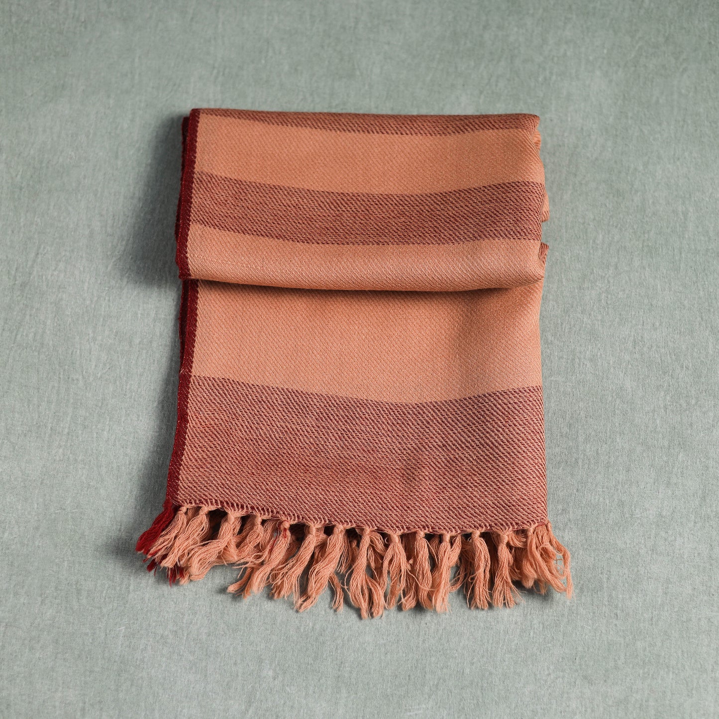 Peach - Kumaun Handwoven Pure Merino Wool Stole 116