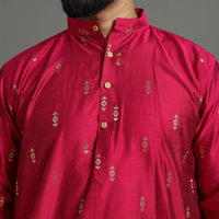 Zari Buti Spun Dupion Viscose Silk Plain Men Kurta 01