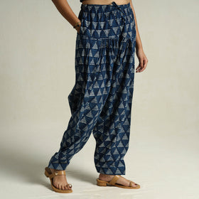 Blue - Bagru Block Printed Cotton Elasticated Salwar 12