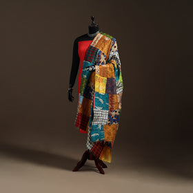 Multicolor - Bengal Hand Embroidery Patchwork Reversible Silk Kantha Dupatta 80