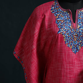 Pink - Kashmiri Kashida Hand Embroidered Cotton Kaftan (Medium) 27