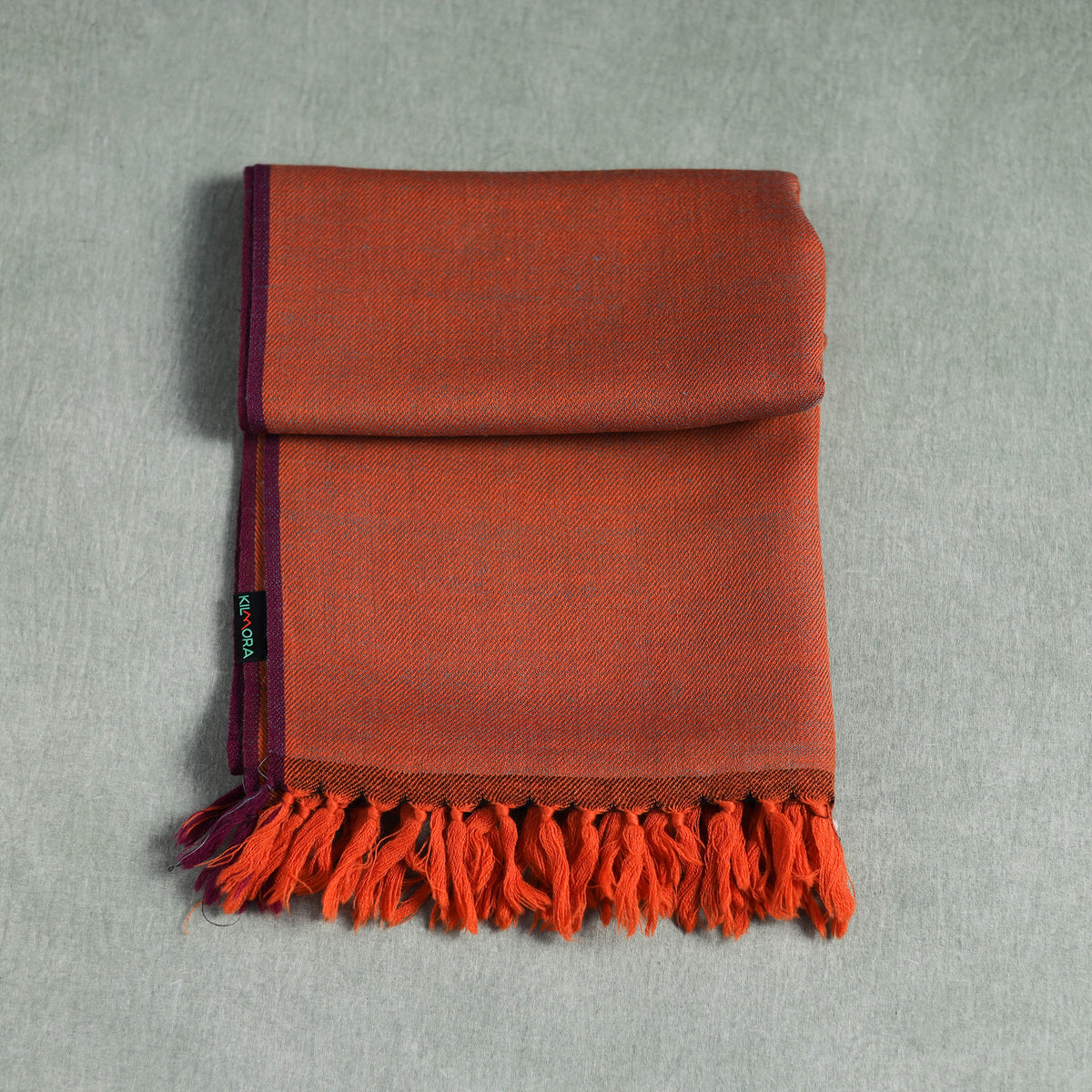 Orange - Kumaun Handwoven Pure Merino Wool Stole 113