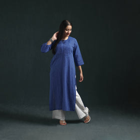 Plain Running Stitch Pintuck Cotton Straight Long Kurta for women 03