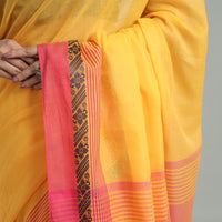 Yellow - Bengal Woven Border Handloom Pure Cotton Saree 59