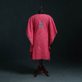 Pink - Kashmiri Kashida Hand Embroidered Cotton Kaftan (Medium) 27
