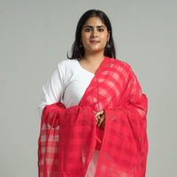 Pink - Handloom Missing Checks Cotton Mangalagiri Dupatta 06