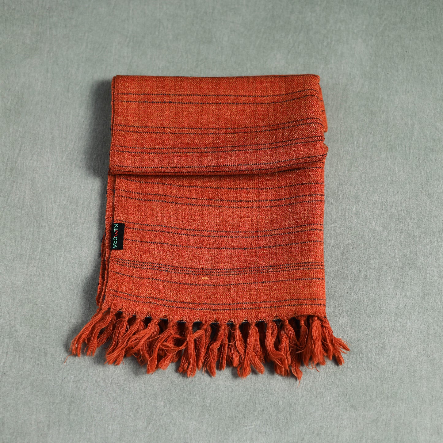 Orange - Kumaun Handwoven Pure Merino Wool Stole 112