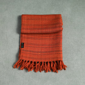 Orange - Kumaun Handwoven Pure Merino Wool Stole 112