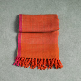 Orange - Kumaun Handwoven Pure Merino Wool Stole 111