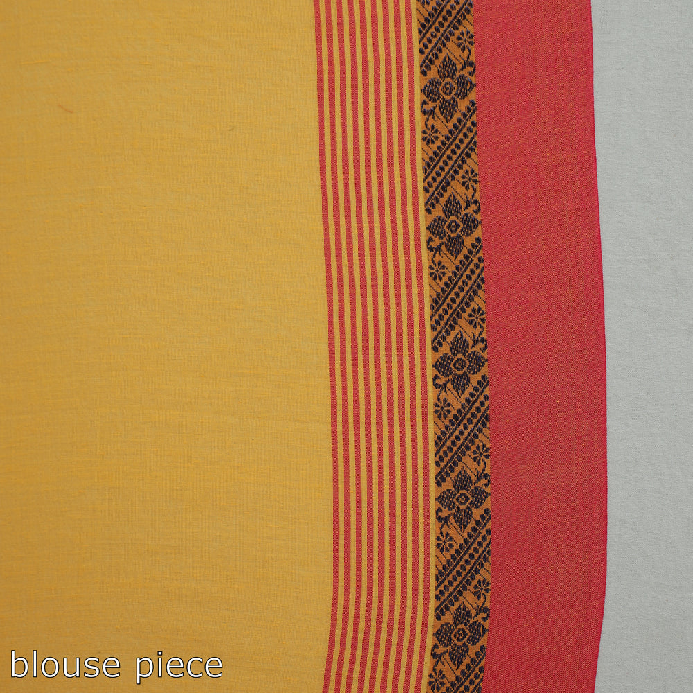 Yellow - Bengal Woven Border Handloom Pure Cotton Saree 59