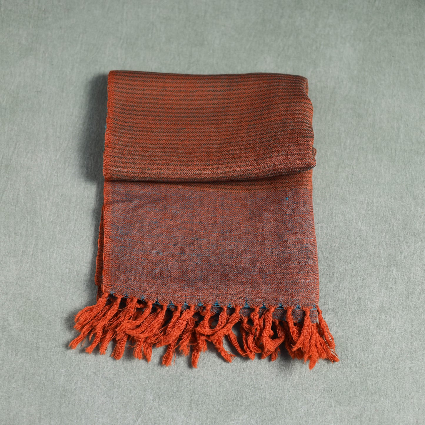 Orange - Kumaun Handwoven Pure Merino Wool Stole 109