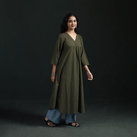 Plain Cotton A-Line Kurta for Women 05