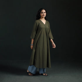 Plain Cotton A-Line Kurta for Women 05