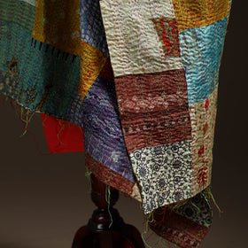 Multicolor - Bengal Hand Embroidery Patchwork Reversible Silk Kantha Dupatta 81