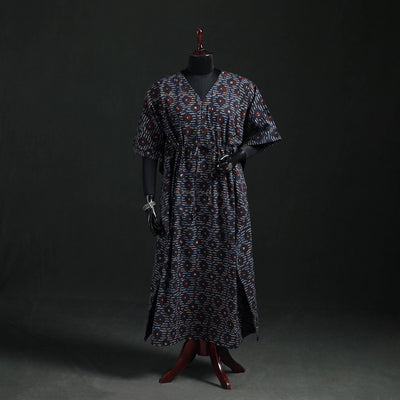 Ajrakh Hand Block Print Natural Dyed Cotton Kaftan (Long) 74