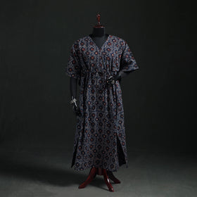 Ajrakh Hand Block Print Natural Dyed Cotton Kaftan (Long) 74