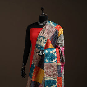 Multicolor - Bengal Hand Embroidery Patchwork Reversible Silk Kantha Dupatta 82