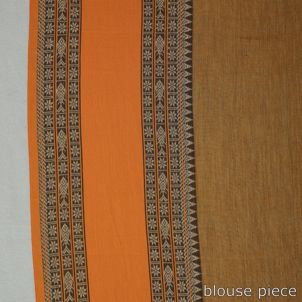 Brown - Bengal Woven Border Handloom Pure Cotton Saree 60