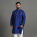 Zari Buti Spun Dupion Viscose Silk Plain Men Kurta 03